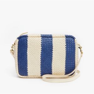 Clare V. The Marisol - Indigo & Cream Woven Racing Stripes - NEW